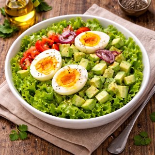 Salade avocat oeuf mollet