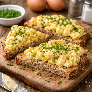 Tartines oeufs brouillés